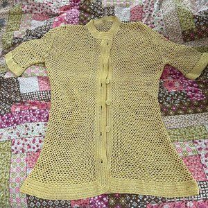 1970s Vintage Yellow Crochet Cardigan